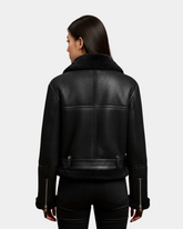 Womens Sheepskin Aviator RAF Pilot Jacket Nova Black